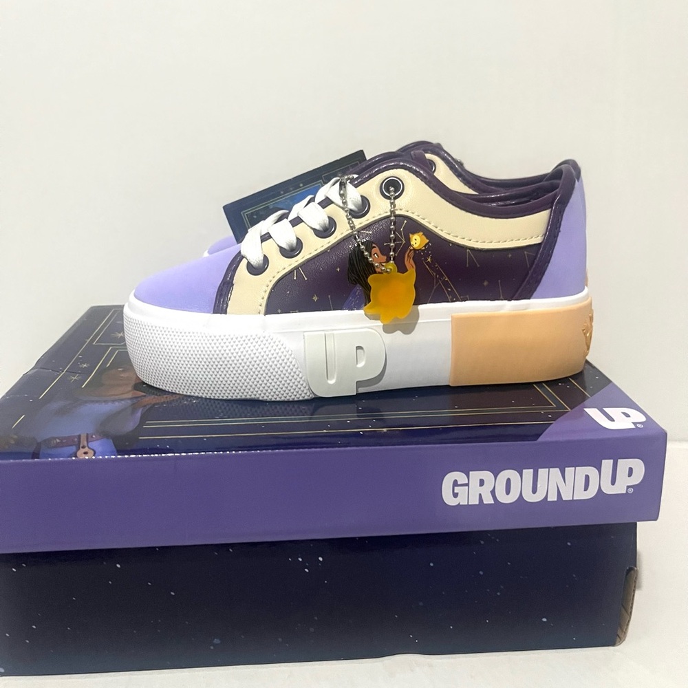 Pre School Disney Wish Low Top Ground Up Purple and Cream Sneakers
